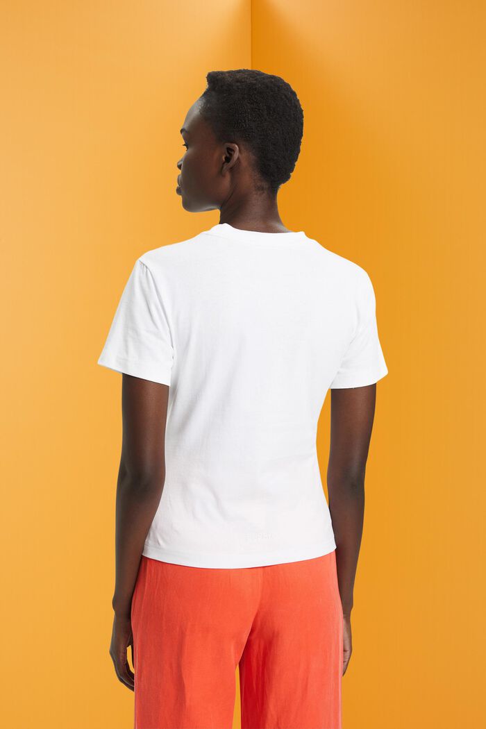 Bomulds-T-shirt med broderet hjertemotiv, WHITE, detail image number 3