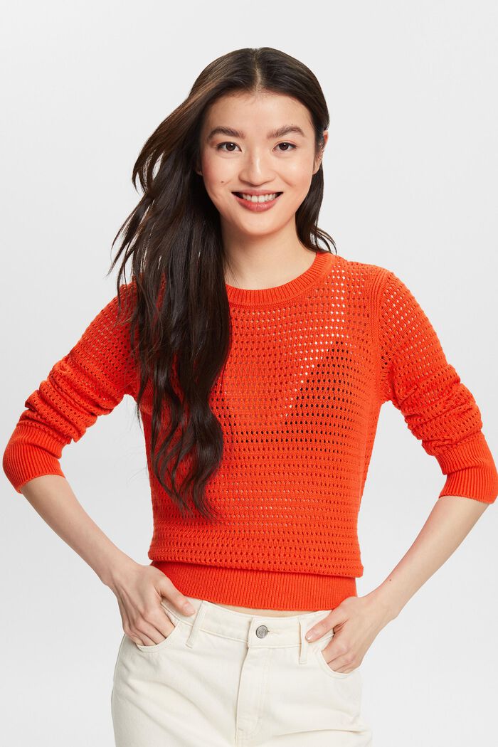 Sweater i mesh, BRIGHT ORANGE, detail image number 0