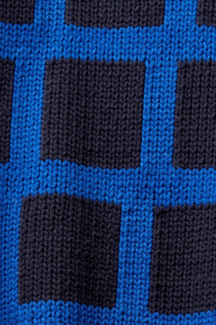 Sweater i chunky strik med logo og gittermønster, BRIGHT BLUE, detail image number 5