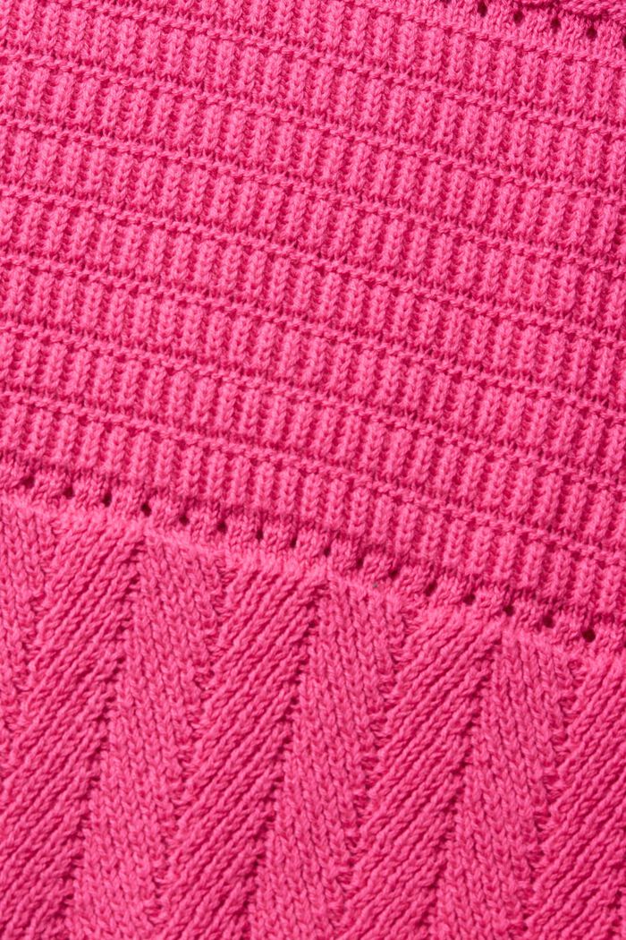 Kortærmet sweater med strikmønster, PINK FUCHSIA, detail image number 4