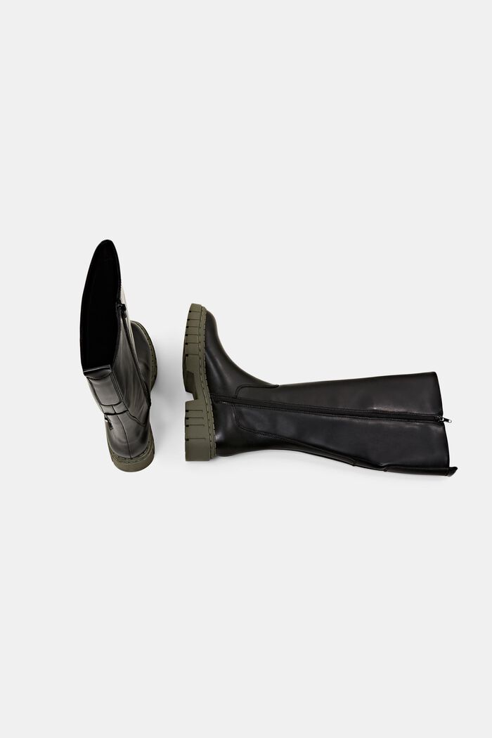 Vegansk: støvler i kunstlæder med platformsål, BLACK, detail image number 5
