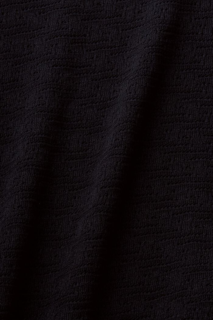 Kortærmet pointelle-sweater, BLACK, detail image number 4
