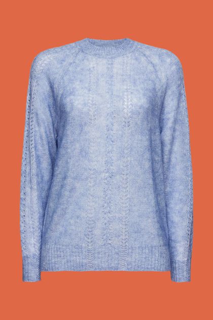 Pointelle-sweater i strik med rund hals