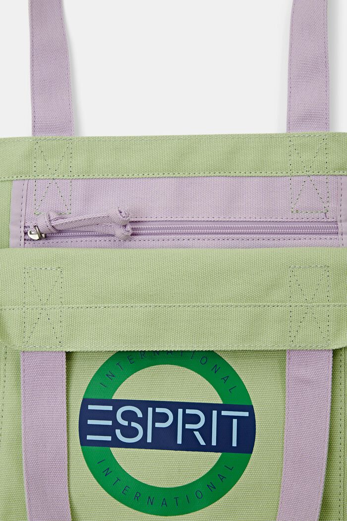 Shoppingtaske i canvas med logo, LIGHT GREEN, detail image number 3