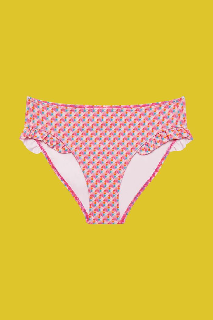 Multifarvede bikinitrusser med flæsedetaljer, PINK FUCHSIA, detail image number 3