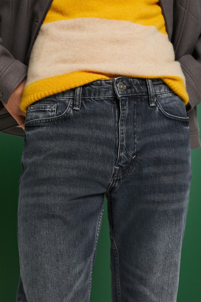 Lige retro-jeans med mellemhøj talje, BLACK MEDIUM WASHED, detail image number 4