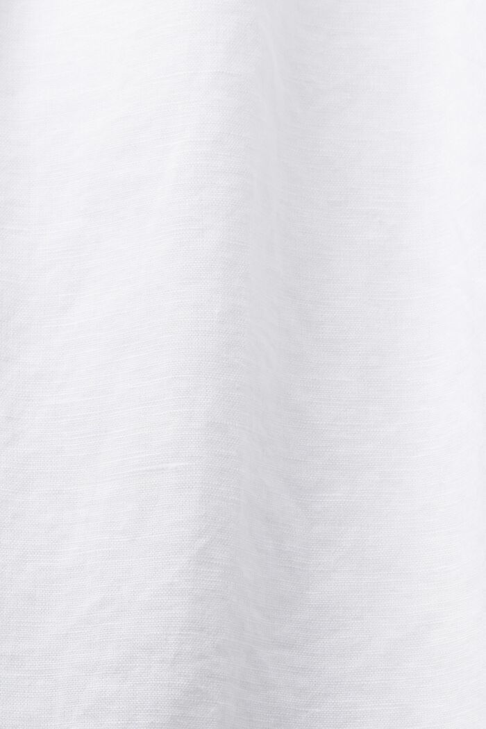 Ærmeløs bluse med smock i hør/bomuld, WHITE, detail image number 4