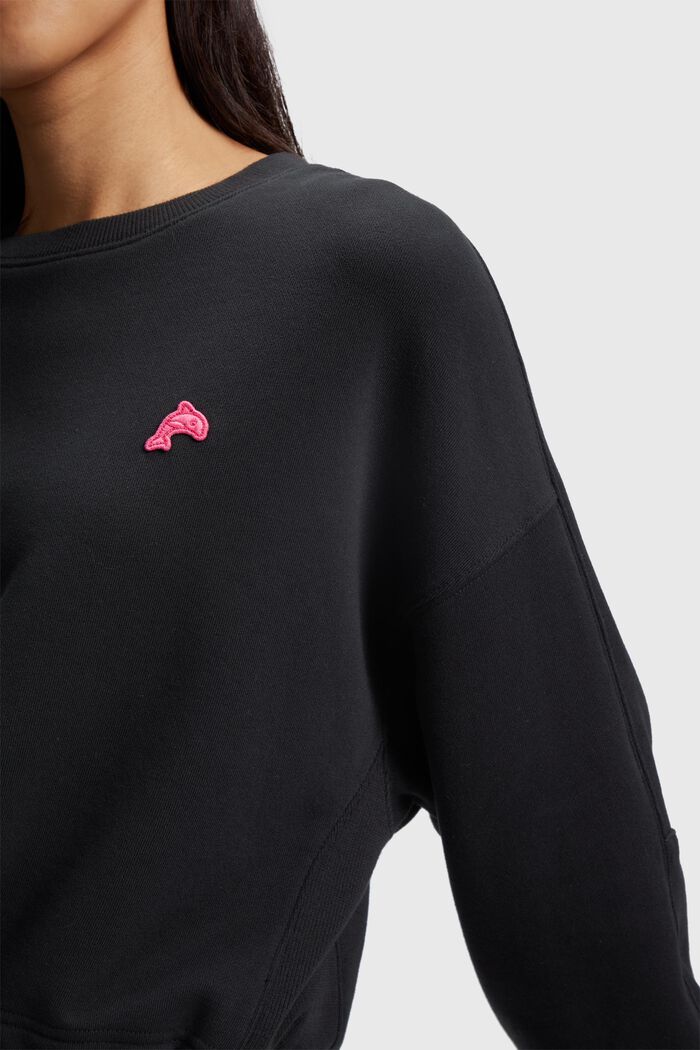 Stumpet sweatshirt med delfinmærke, BLACK, detail image number 2