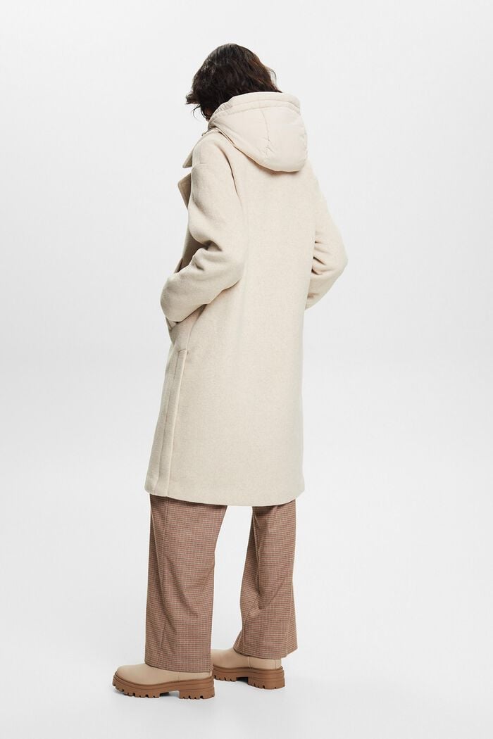 Polstret frakke i uldmiks med aftagelig hætte, ICE, detail image number 3