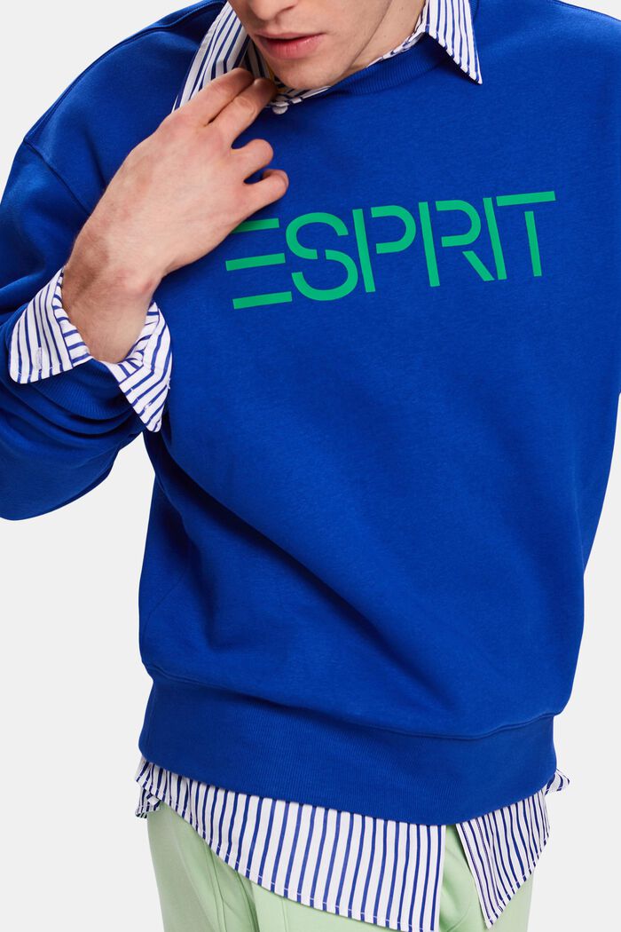 Unisex sweatshirt i bomuldsfleece med logo, BRIGHT BLUE, detail image number 2