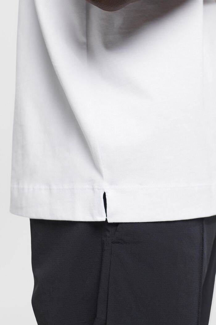 Bomulds-T-shirt med print på brystet, WHITE, detail image number 4