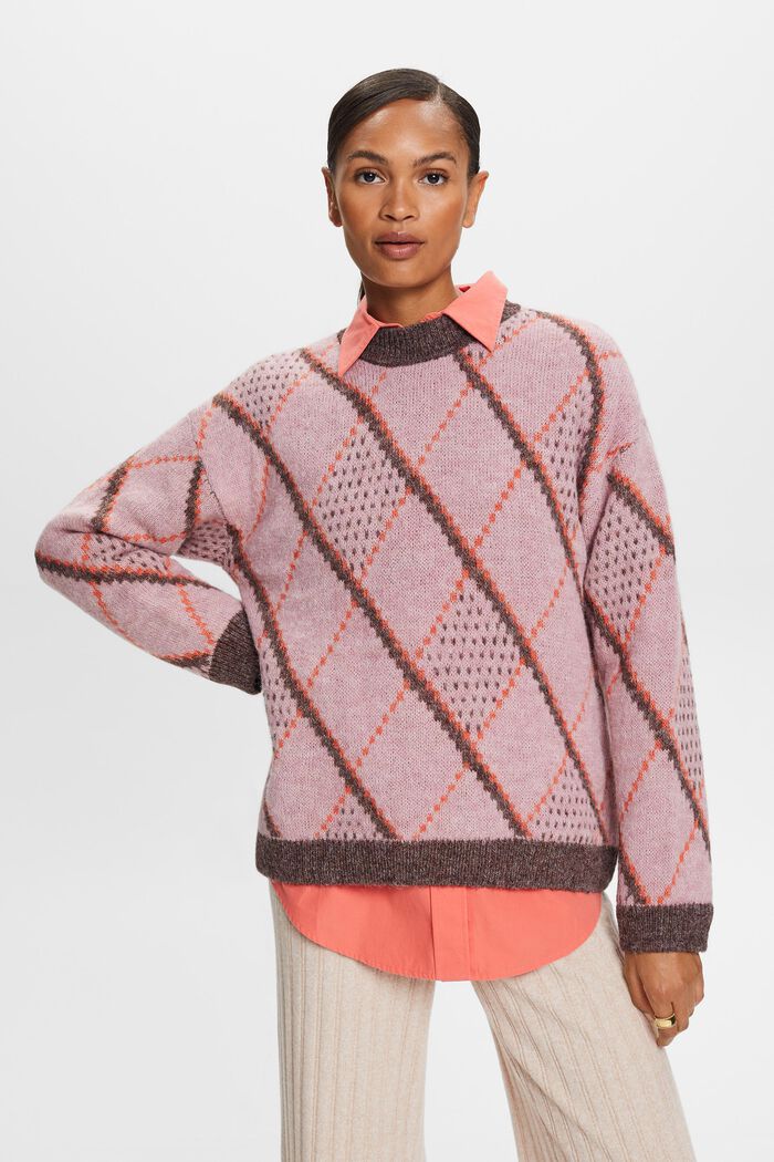 Ternet sweater i uldmiks, OLD PINK, detail image number 1