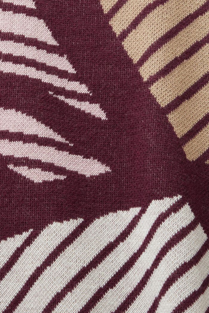 Kortærmet jacquard-pullover, økologisk bomuld, AUBERGINE, detail image number 5