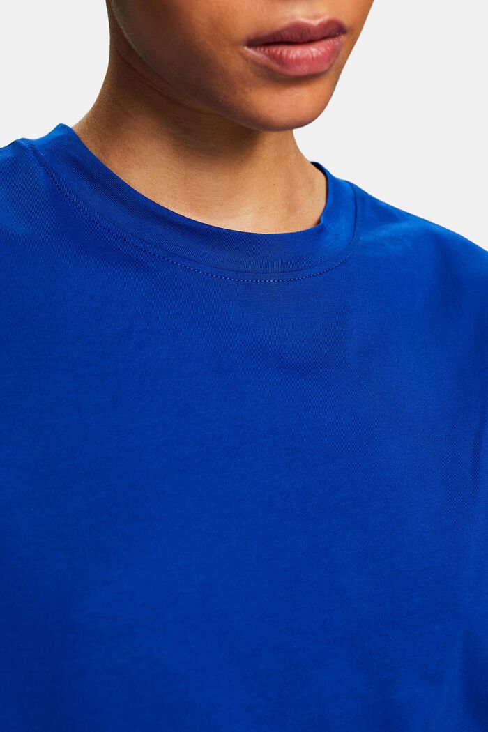 T-shirt i pimabomuld med rund hals, BRIGHT BLUE, detail image number 3