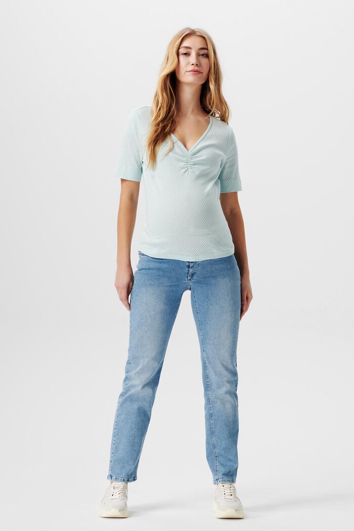 Pointelle-T-shirt, økologisk bomuld, PASTEL BLUE, detail image number 0