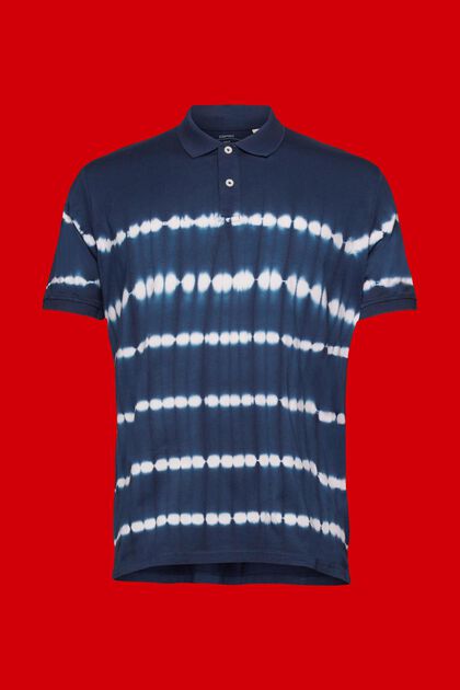 Tie-dye poloshirt i bomuld, NAVY, overview