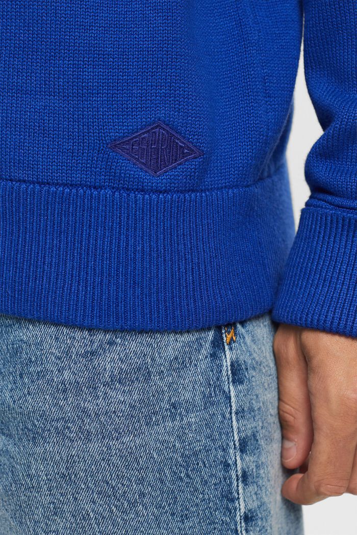 Sweater i bomuld med rund hals, BRIGHT BLUE, detail image number 1