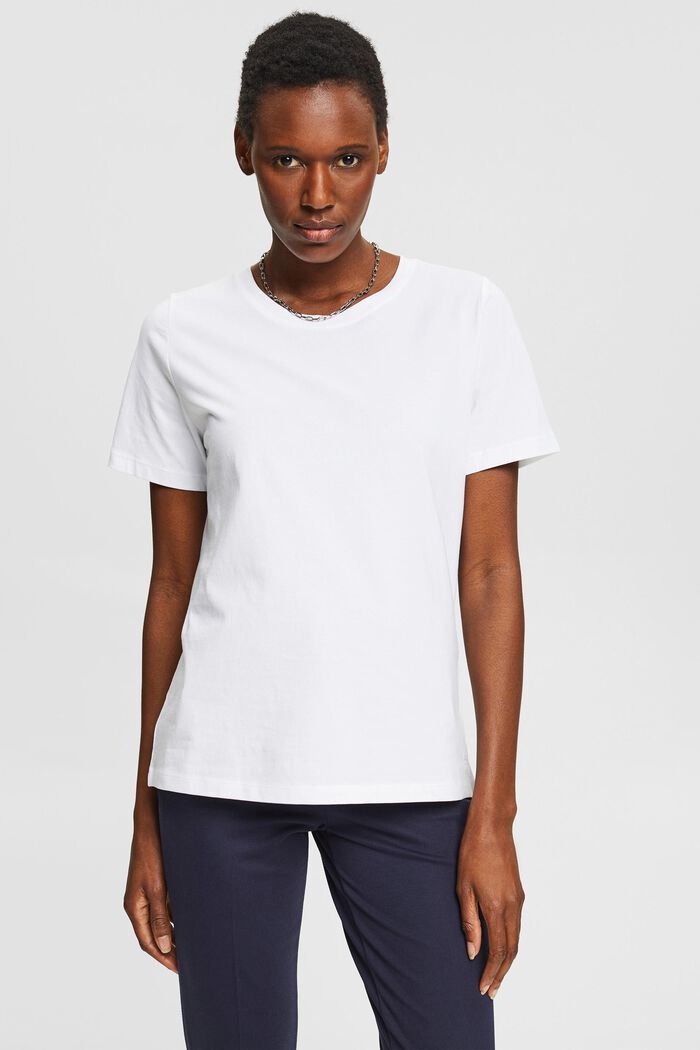 Basic-shirt i 100% økologisk bomuld, WHITE, detail image number 0