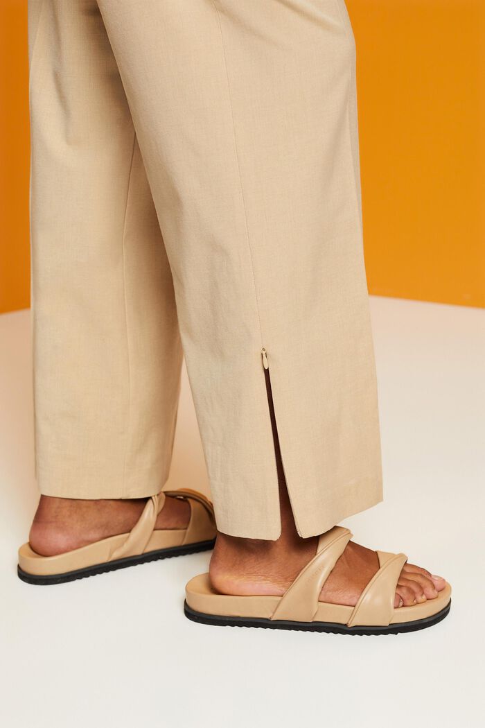 Bukser med slids og lynlås, SAND, detail image number 2