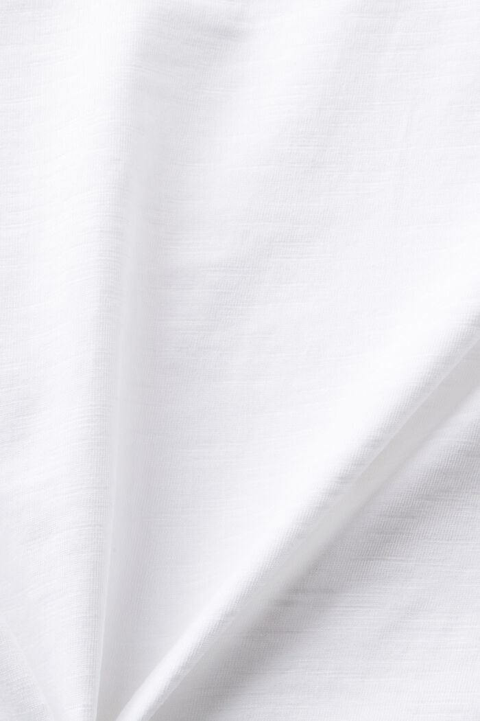 Slub-T-shirt med dyb, rund halsudskæring, WHITE, detail image number 4