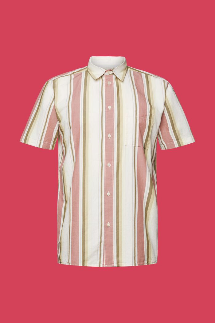 Mønstret skjorte med korte ærmer, 100 % bomuld, DARK OLD PINK, detail image number 5