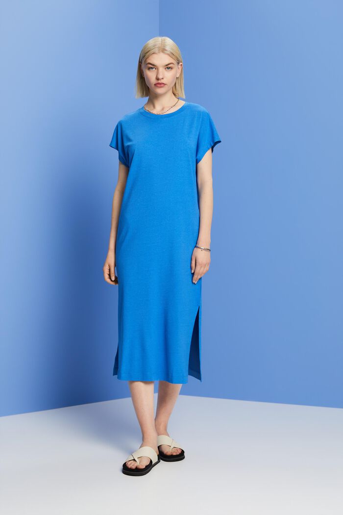 Midi-kjole i jersey, BRIGHT BLUE, detail image number 4