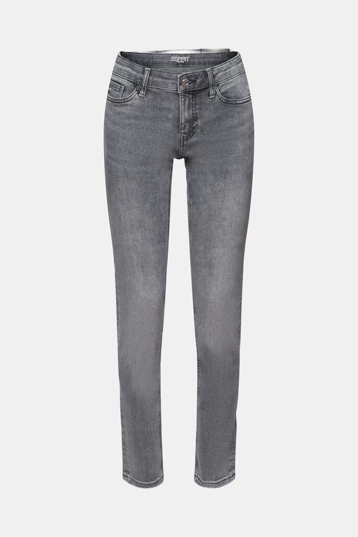 Slim jeans med mellemhøj talje, GREY MEDIUM WASHED, detail image number 7