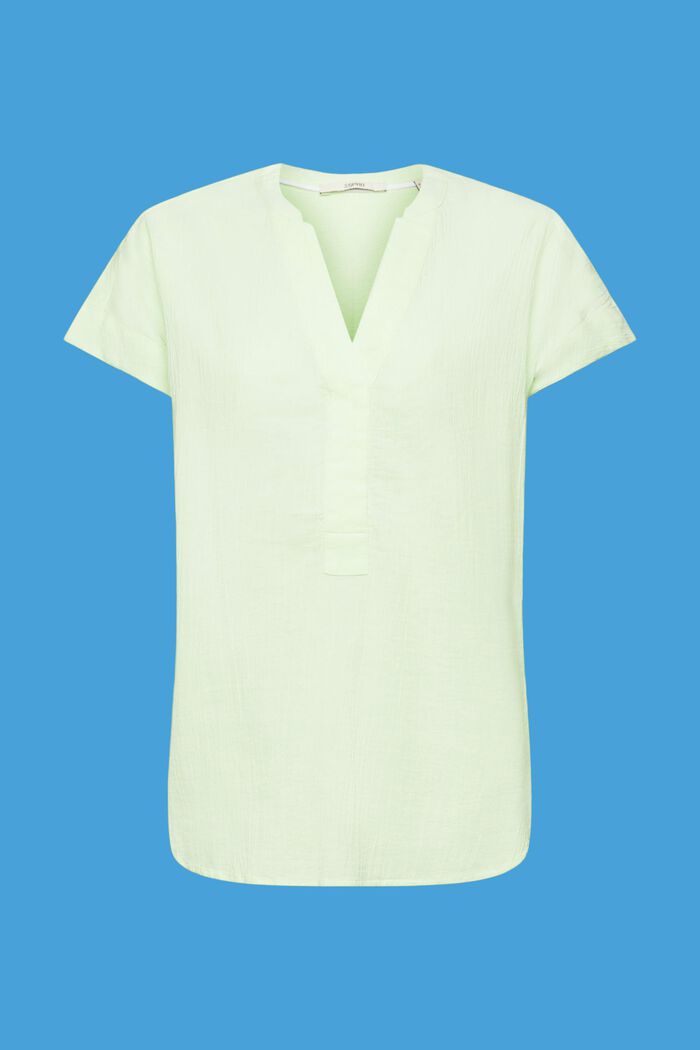 Bluse i tekstureret bomuld, CITRUS GREEN, detail image number 7
