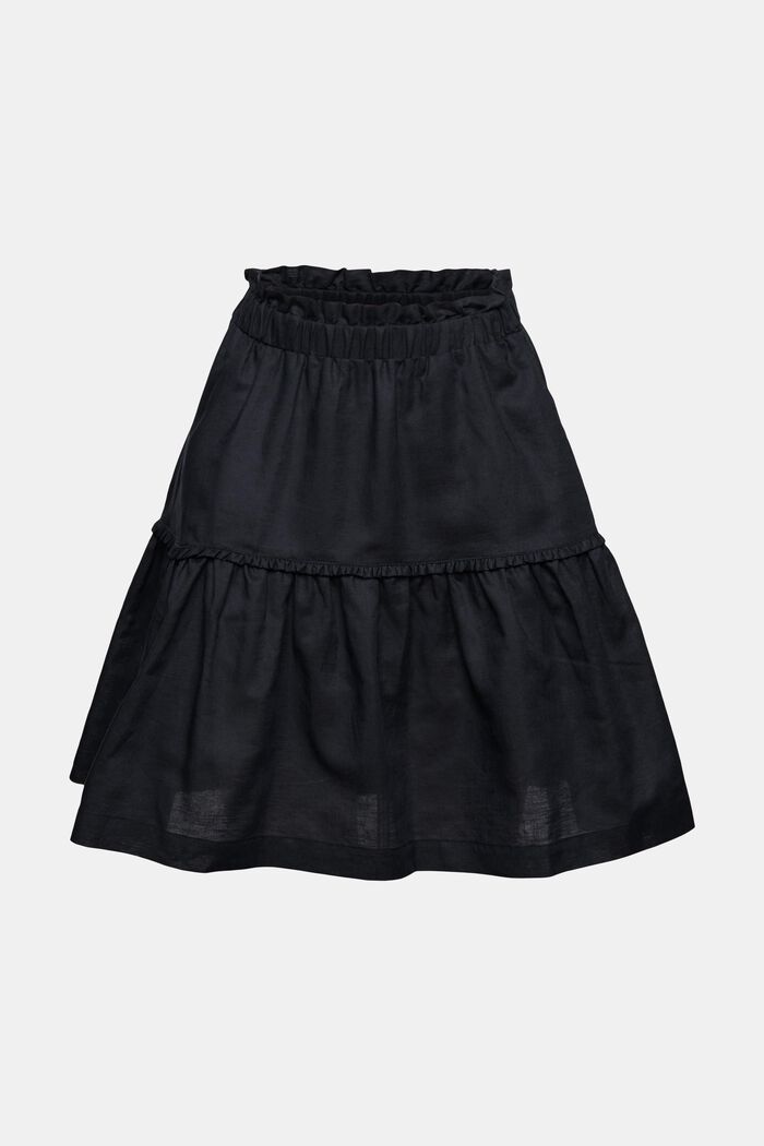 Kort nederdel i hørblanding, BLACK, overview