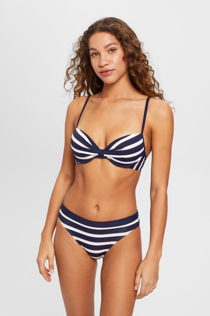 Polstret bikinitop med bøjle og striber, NAVY, detail image number 0