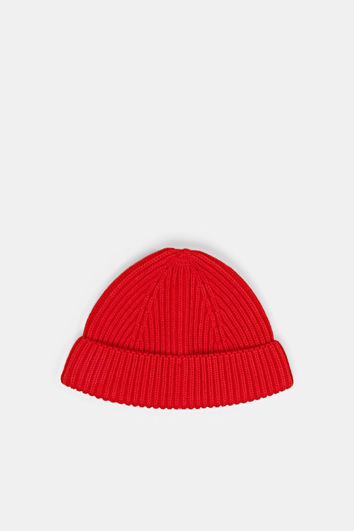 Beanie i ribstrik, 100 % bomuld, RED, detail image number 0