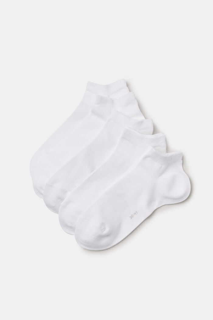 Pakke med 5 par sokker i bomuldsmiks, WHITE, overview