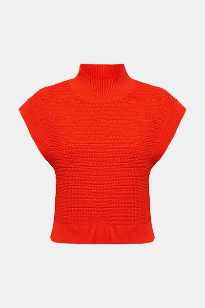 Ærmeløs pullover i strik, RED, overview