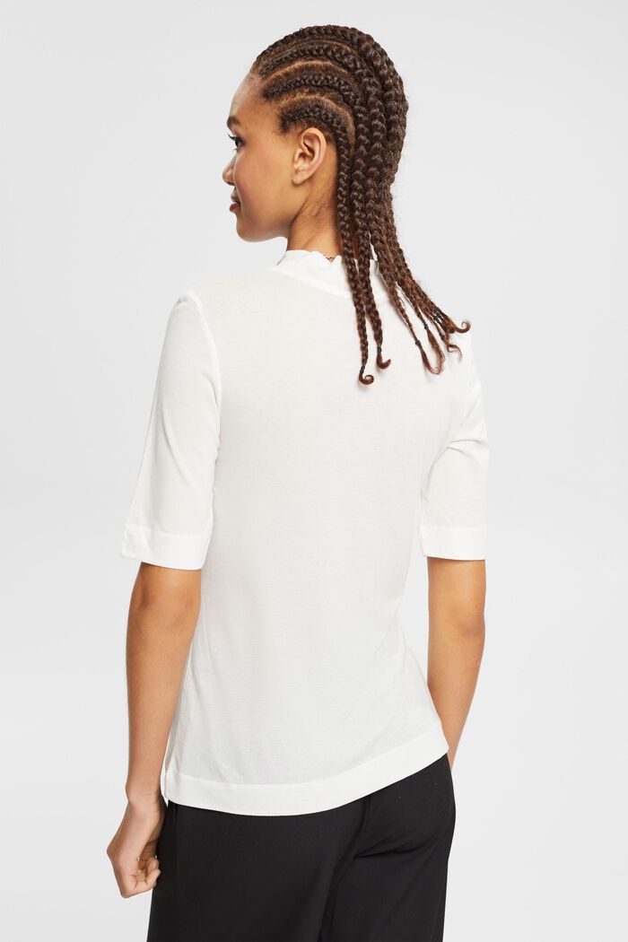 Med TENCEL™: T-shirt med høj krave, OFF WHITE, detail image number 5