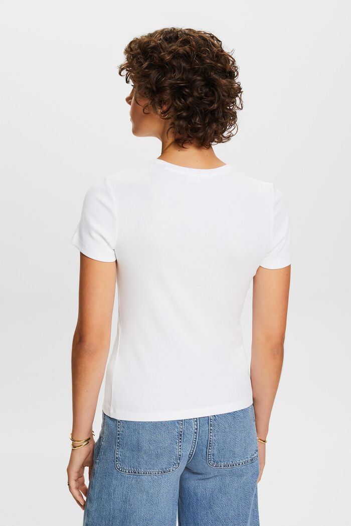 T-shirt i bomuldsjersey med rund hals, WHITE, detail image number 3