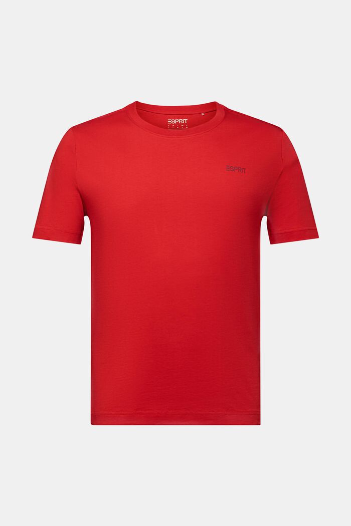 T-shirt i bomuldsjersey med logo, DARK RED, detail image number 6