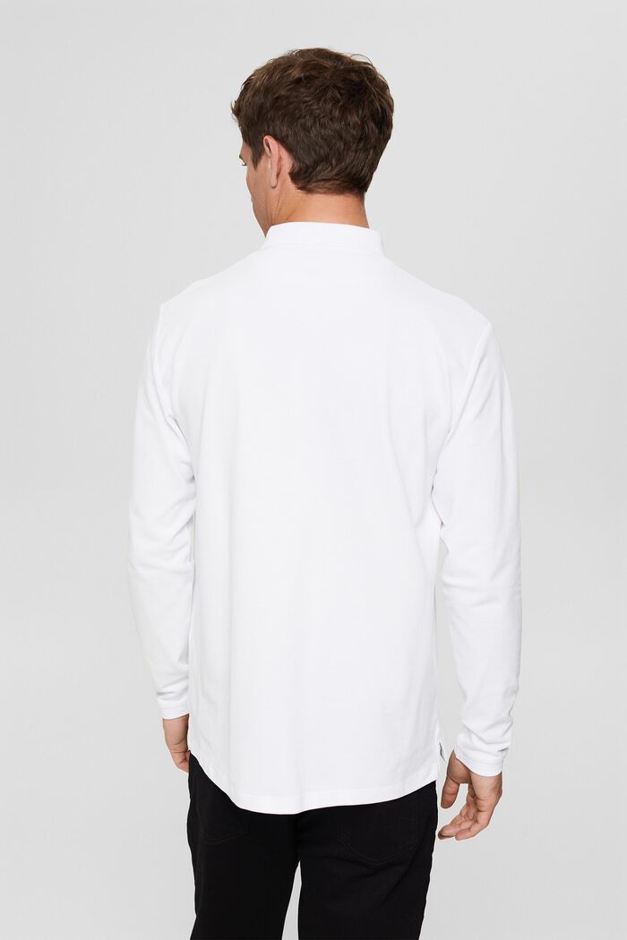 Langærmet pique-poloskjorte, økologisk bomuld, WHITE, detail image number 3