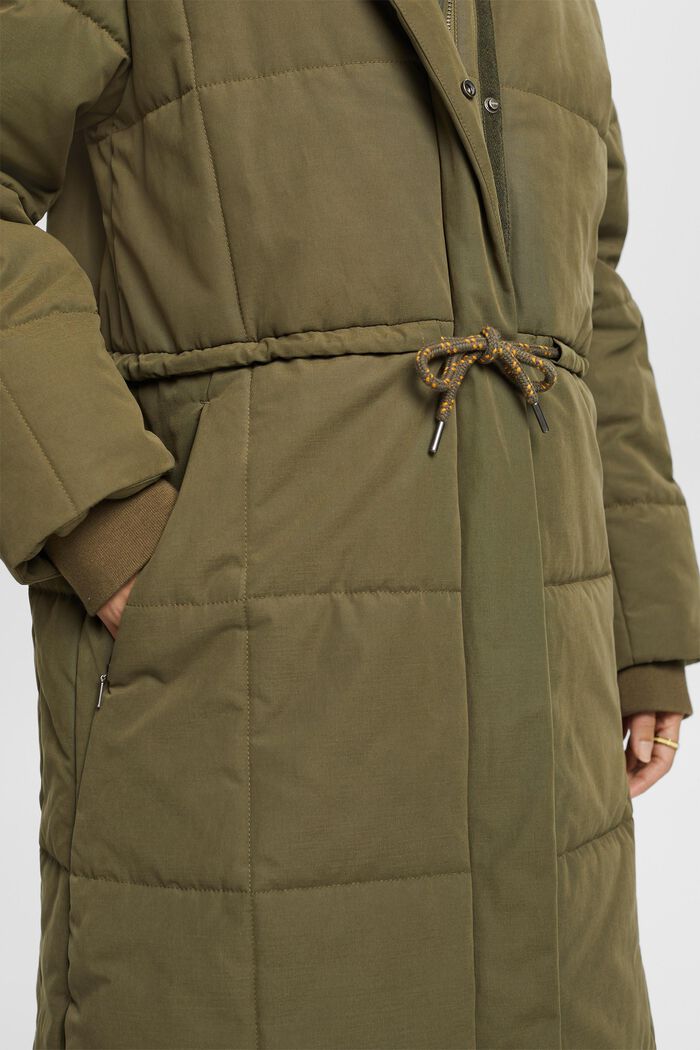 Genanvendt: Quiltet frakke med inderside i fleece, KHAKI GREEN, detail image number 4