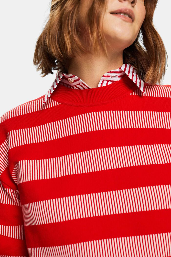 Sweater med jacquard-striber og rund hals, RED, detail image number 3