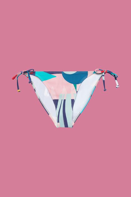 Bikinitrusser med bindebånd og multifarvet print