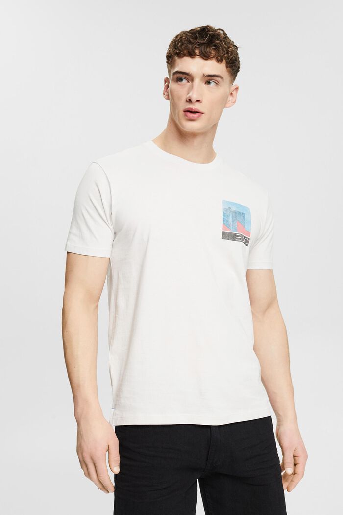 Jersey-T-shirt med stort rygprint, LIGHT BEIGE, detail image number 0