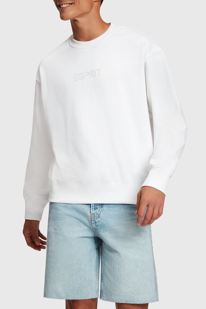 Sweatshirt med påsat nittelogo, WHITE, detail image number 0