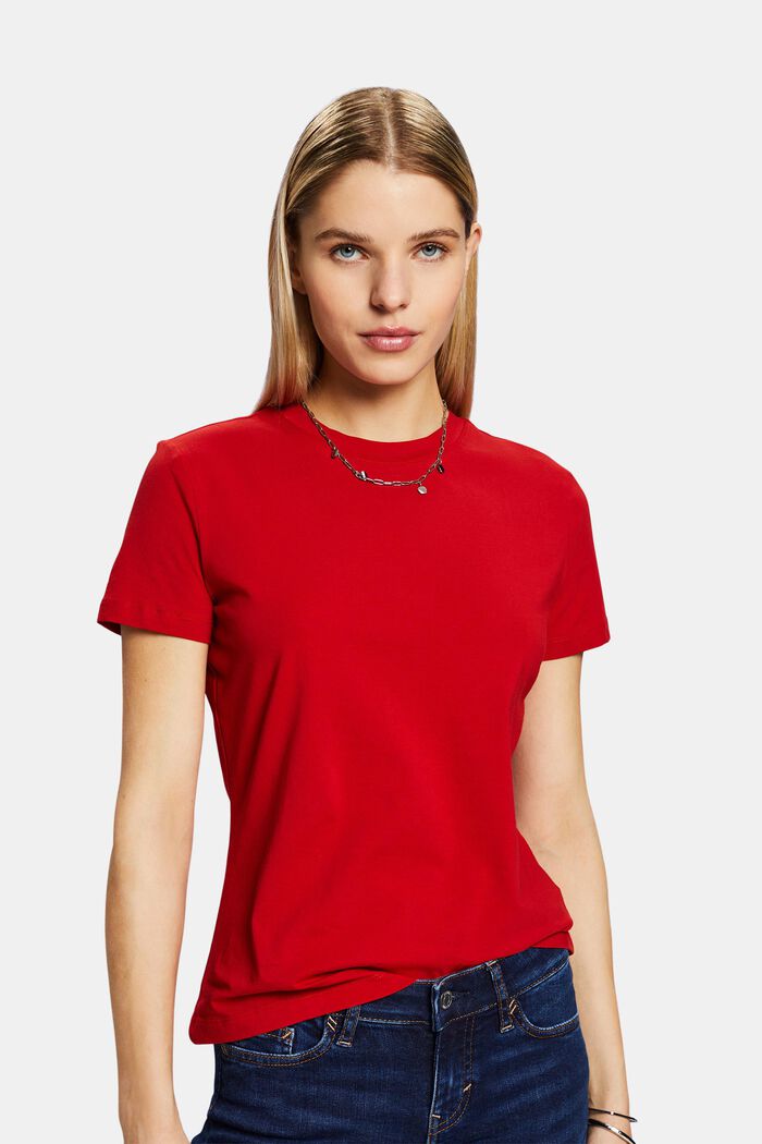 T-shirt med rund hals, DARK RED, detail image number 0