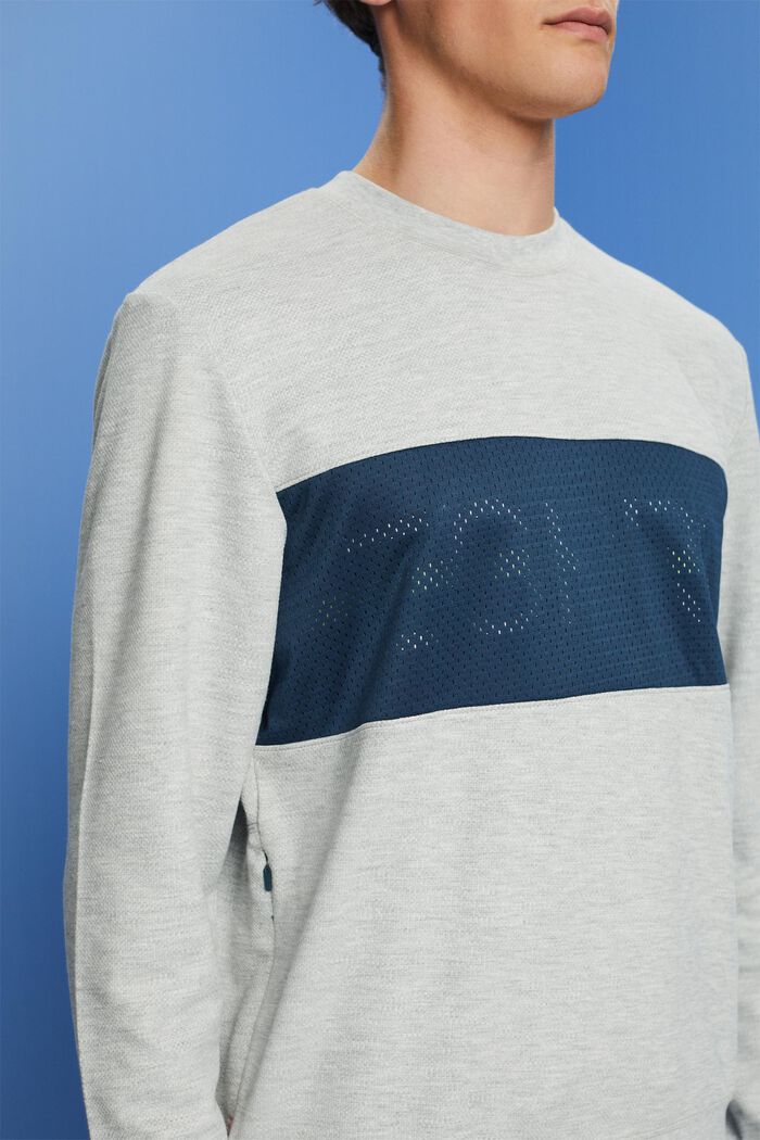 Sweatshirt i fleece med logo i netmateriale, LIGHT GREY, detail image number 2