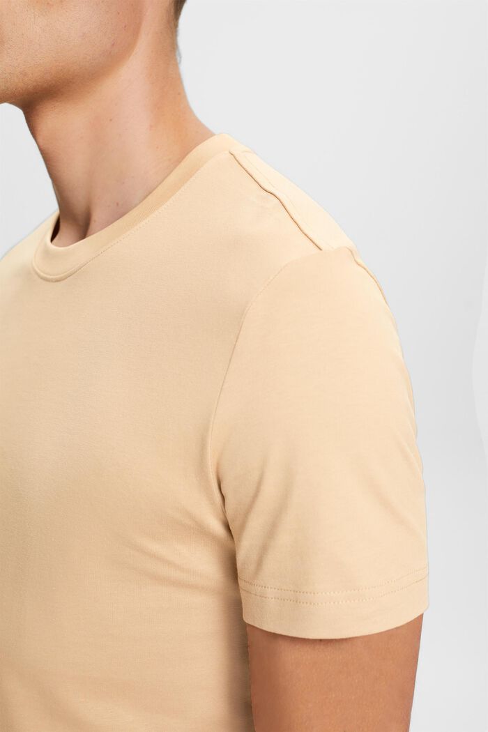 T-shirt i pima-bomuldsjersey med rund hals, BEIGE, detail image number 2