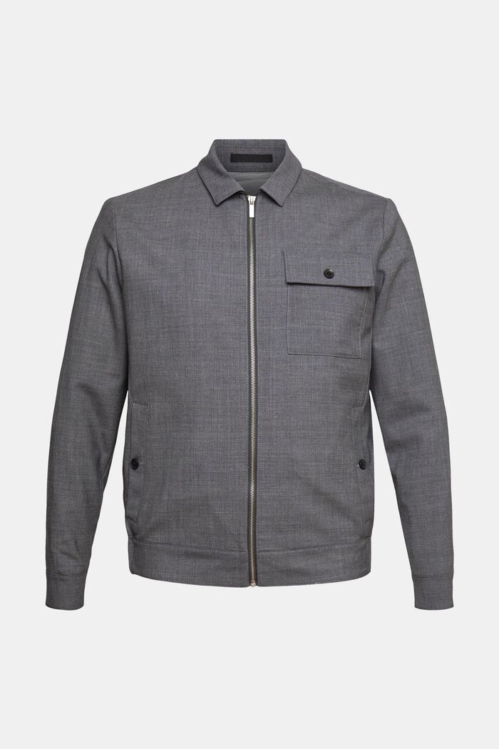 I uld: Kort jakke med lynlås, DARK GREY, detail image number 2