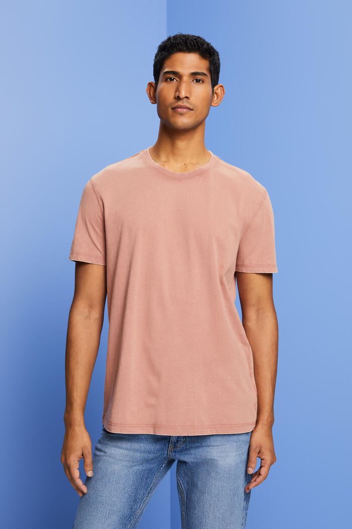 Garment-dyed T-shirt i jersey, 100 % bomuld, DARK OLD PINK, detail image number 0