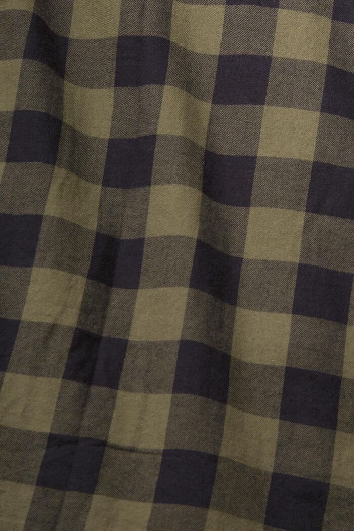Flonelskjorte med vichytern, i bæredygtig bomuld, KHAKI GREEN, detail image number 1