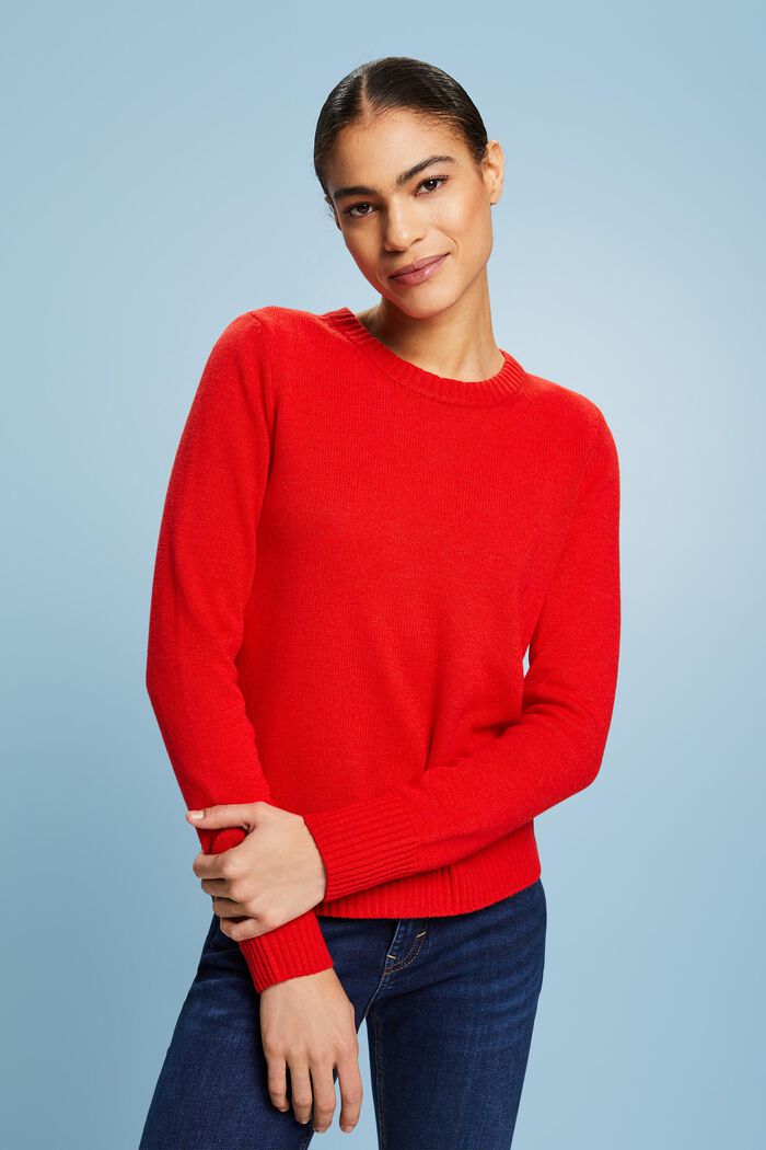 Striksweater med rund hals, RED, detail image number 0