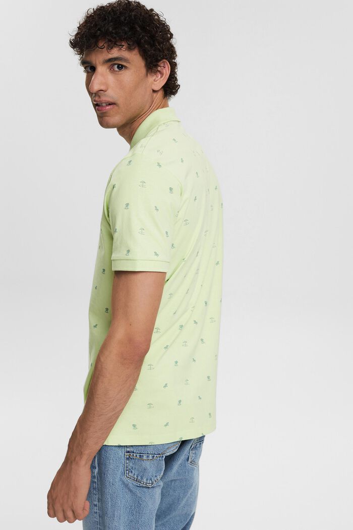 Jersey-poloskjorte med print, LIGHT GREEN, detail image number 3